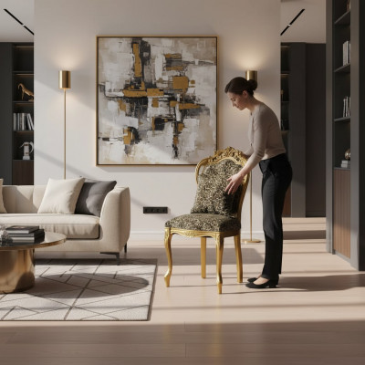 Iesszëmmerstull Luxus Art déco Stillen Design Holzstull Italienesch Miwwelen