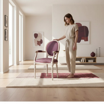 Stull 1 Sëtzer Holz Luxus Mat Aarmleef Iesszëmmer Italienesch Design