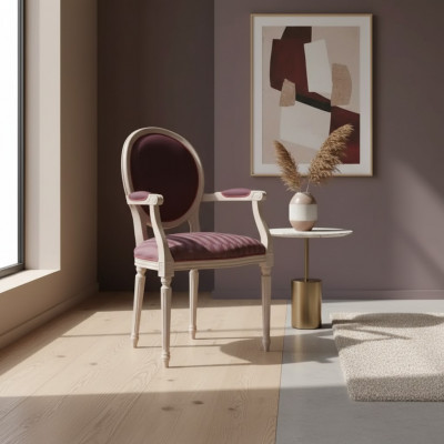 Stull 1 Sëtzer Holz Luxus Mat Aarmleef Iesszëmmer Italienesch Design