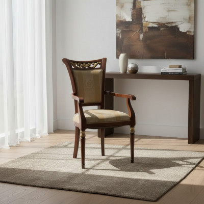 Stull Luxus Design Lehnstull Holz Polster Art déco Iesszëmmer Miwwelen Holz