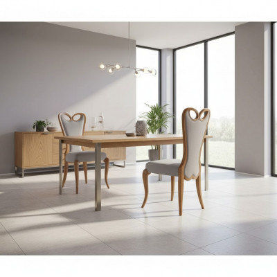 Iesszëmmerstull ouni Armlehne Braun Design Textil Luxus Iesszëmmerstull