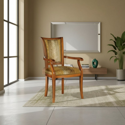 Iesszëmmerstull Art déco Aarmleed Iesszëmmer Design Textil Luxus Brong
