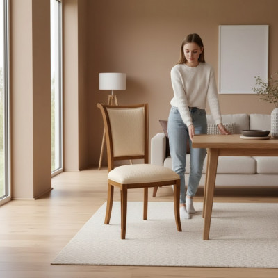 Still Holz Italienesch Miwwelen Iesszëmmer Luxus Design Lehnstill Echt Holz