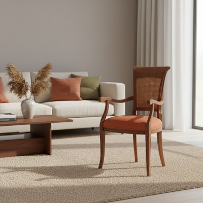Textil Luxus Miwwelen Iesszëmmerstull Stull mat Armlehn Iesszëmmer Design