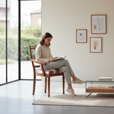 Iesszëmmer Designer Holz Modern Lehnstull Braun Luxus Stull Fotell Braun