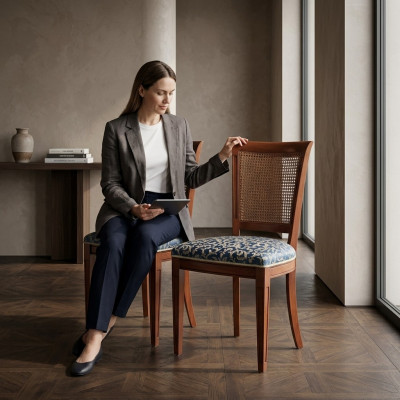 Stull Klassesch Iesszëmmerstull Luxus Sëtzmiwwel Designer Lehnstull