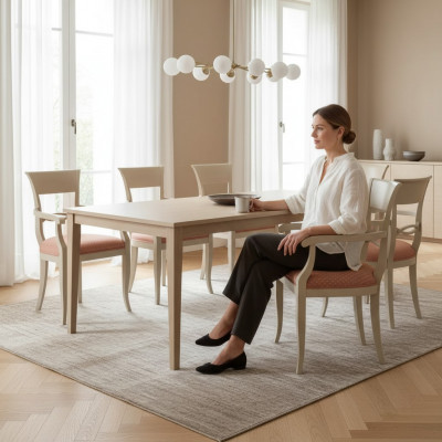 Stull mat Armlehn Braun Design Wunnzëmmer Polster Iesszëmmer Holz Neit