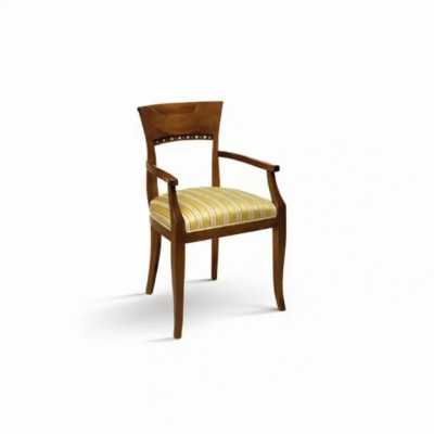 Stull mat Armlehn Sallstull Holz Klassesch Mobiliar Polster Textil