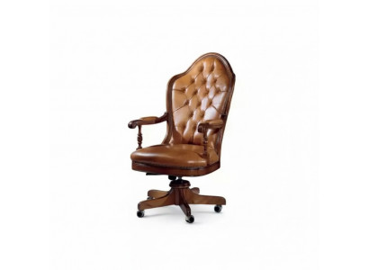 Bürostull Holz Chefstull Chesterfield Italien Miwwelen Braun Dreckbar Nei