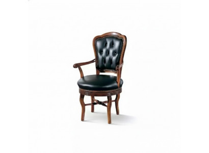 Bürosstull Holz Chefsessel Chesterfield italieenesch Miwwelen Schwaarz Dréiend
