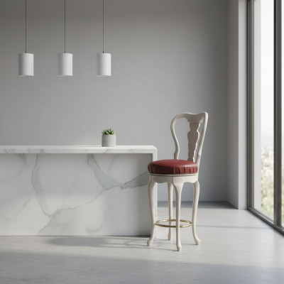 Klassesche wäisse Stull Designer Barhocker Holzstull Luxus Miwwelen Hocker