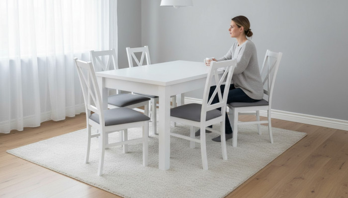 Modern Iesszëmmer Miwwelen luxuriéisen Iessdësch + 6x Stull Dësch Nei