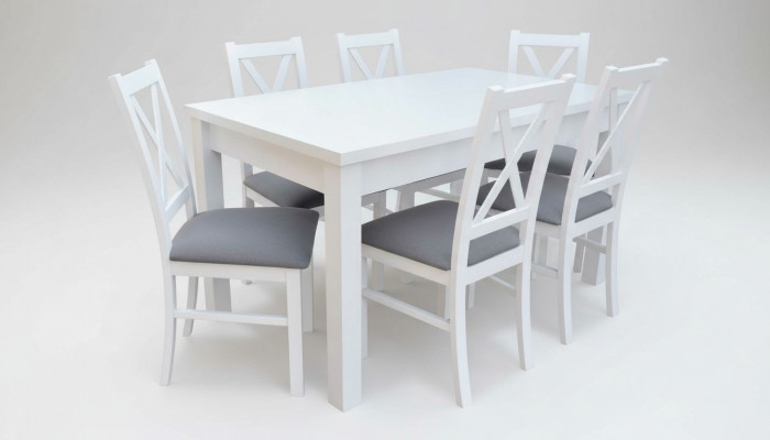 Modern Iesszëmmer Miwwelen luxuriéisen Iessdësch + 6x Stull Dësch Nei