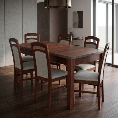 Designer Holz Iesszëmmer Set Dësch 6x Still Garnitur Polster 7tlg