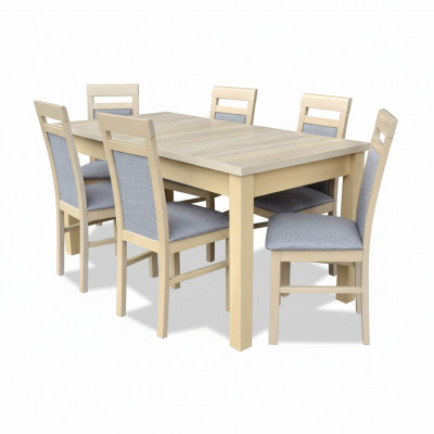 Iessdësch + 6x Still Iesszëmmer Garnitur Designer Holz Klassesch Set