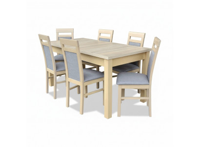 Iessdësch + 6x Still Iesszëmmer Garnitur Designer Holz Klassesch Set