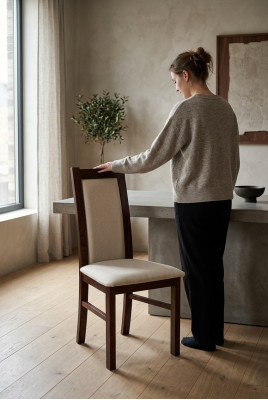 Stull 1 Sëtz Iesssall Holz Fauteuil Design Luxus Klassesch Lehnstullen