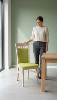 Iesszëmmer Stull 1 Sëtzer Holz Luxus Klassesch Miwwelen Design Lehnstull