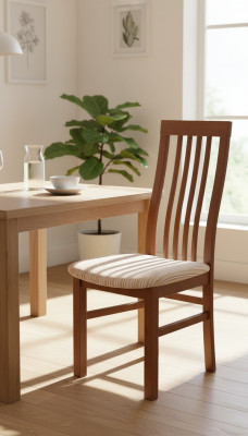Stull Braun Design Wunnzëmmer Iesszëmmer Holz Still Polster Miwwelen Nei