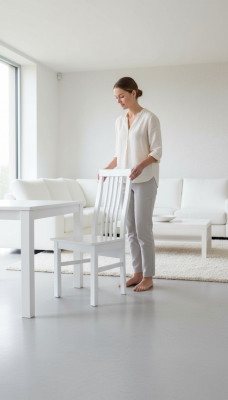 Klassesch Still Designer Iesszëmmerstull Luxus Wäiss Holsstull Stull