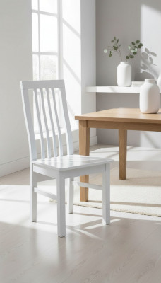 Klassesch Still Designer Iesszëmmerstull Luxus Wäiss Holsstull Stull