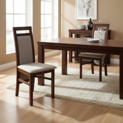 Stull ouni Armleef Relaxstull Polster Holz Textil Holz Fauteuil Nei
