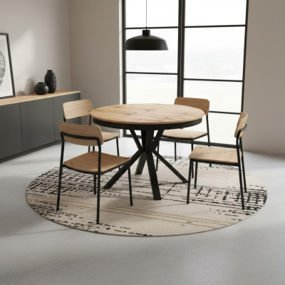 Luxus Iessdësch Braun Ronnen Dësch Iesszëmmer Holz Design Dëscher 100 cm