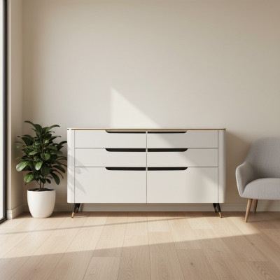 Design-Kommode Anrichte Sideboard mat Tiräng Schrack Wunnzëmmer Nei