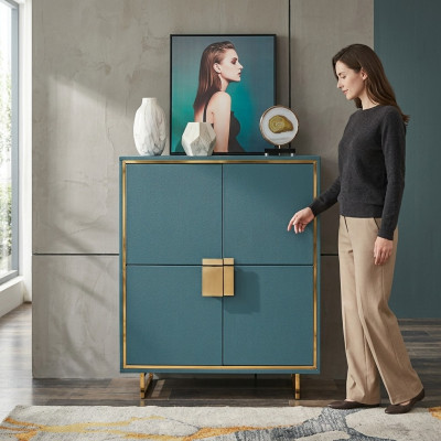 Modern Säitendësch Blo Wunnzëmmer Kommode Luxus Regal Miwwelen Nei