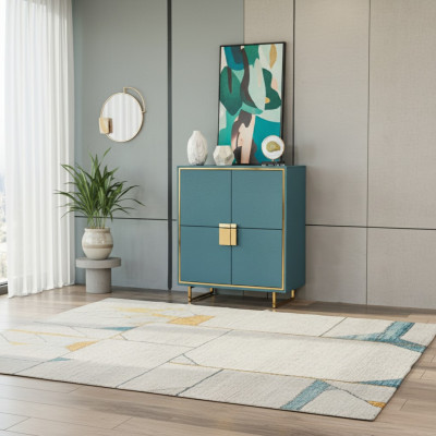 Modern Säitendësch Blo Wunnzëmmer Kommode Luxus Regal Miwwelen Nei
