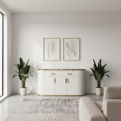 Kommode Design Holz Schaf Luxus Sideboard Lowboard Anrichte Wäiss Nei