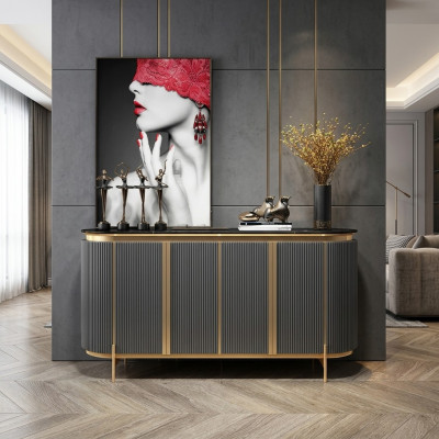 Anrichte Sideboard Luxus Designer Holz Regal Schaf Möbel Grau Kommode