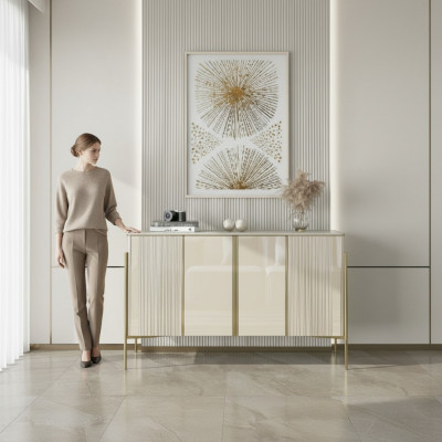 Säitendësch Modern Holz Wunnzëmmer Miwwelen Schaf Kommode Luxus Beige