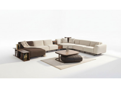 Luxus Eckcouch U-Form Polstersofa Couch Wunnzëmmer Miwwelen Textil Nei Ariichtung