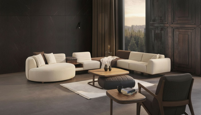Luxus Sofa Canapé U-Form Polster Miwwelen Wunnzëmmer Eckcanapé Textil Ariichtung