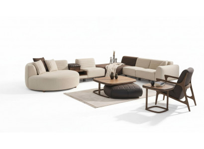 Luxus Sofa Canapé U-Form Polster Miwwelen Wunnzëmmer Eckcanapé Textil Ariichtung