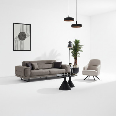 Luxus Sofa Set 2-Deeler Fautëuil Luxus Sofa Couch Dräisiichter Wunnzëmmer Ariichtung