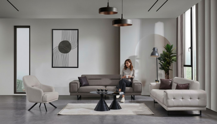 Wunngszëmmer Sofae Komplett Luxus 2x Dräisëtzer Sofa Modern Fotell Ariichtung