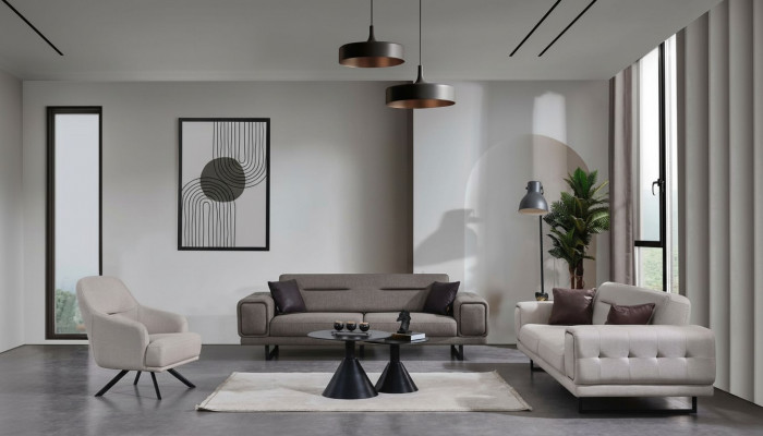 Wunngszëmmer Sofae Komplett Luxus 2x Dräisëtzer Sofa Modern Fotell Ariichtung