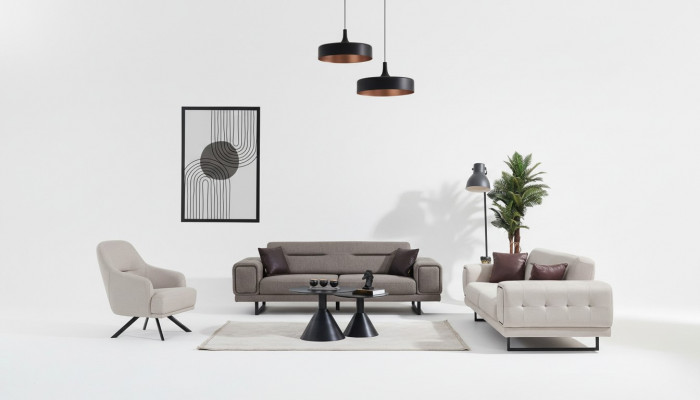 Wunngszëmmer Sofae Komplett Luxus 2x Dräisëtzer Sofa Modern Fotell Ariichtung