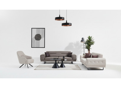 Wunngszëmmer Sofae Komplett Luxus 2x Dräisëtzer Sofa Modern Fotell Ariichtung
