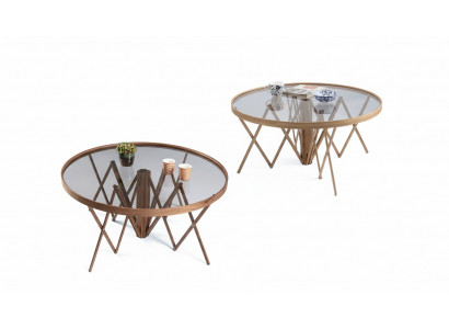 Designer Wunnzëmmer Set 2x Dëschlën Coop Dësch Ronn Kaffisdësch Luxus Miwwelen
