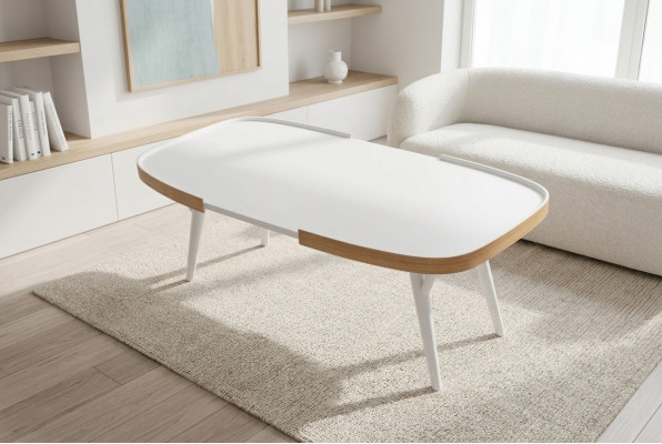 Holz Wäiss Couchtisch Wunnzëmmer Designer Modern Ariichtung