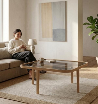 Wunnzëmmer Couchtisch Modern Luxus Miwwelen Gliesdësch Designer Holz