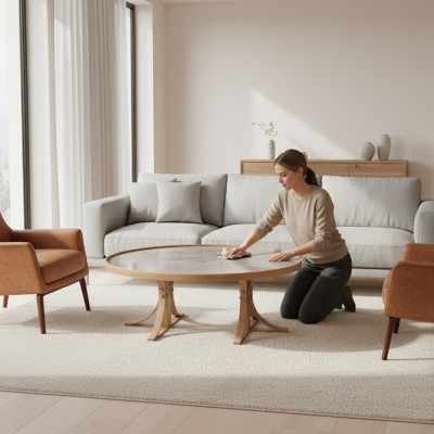 Luxus Stotzëmmer Couchtisch Holz Kaffisdësch Ariichtung Modern Miwwelen