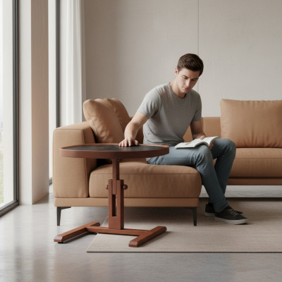 Designer Braun Niewentisch Holz Wunnzëmmer Couchtisch Kaffisdësch Nei