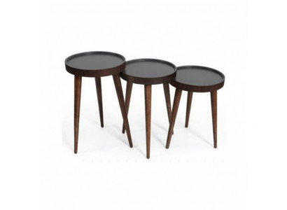 Braun Holz 3x Still Tëscher Wunnzëmmer Komplett Säitentësch Luxus Dëscher