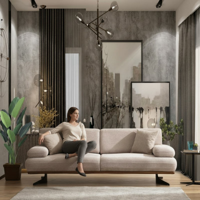 Wunnzëmmer Modern Dräisëtzer Sofa Couch Design Polstersofa Luxus Miwwelen
