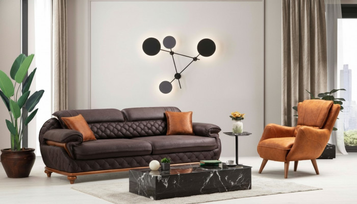Moderne Komplett Wunnzëmmer Set Fauteuil Canapé Couchage Polster Sëtz Dräisëtzer