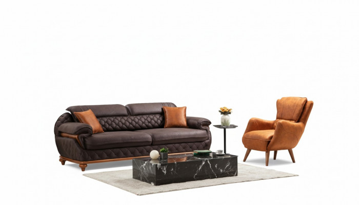Moderne Komplett Wunnzëmmer Set Fauteuil Canapé Couchage Polster Sëtz Dräisëtzer